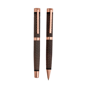 1071 Diamond Cut Rosegold Roller Pen & Ball Pen Combo